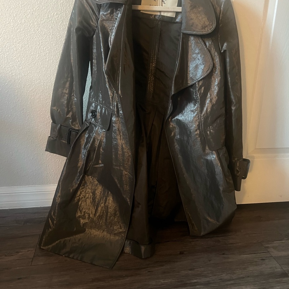 Burberry Metallic Gray Trench Coat